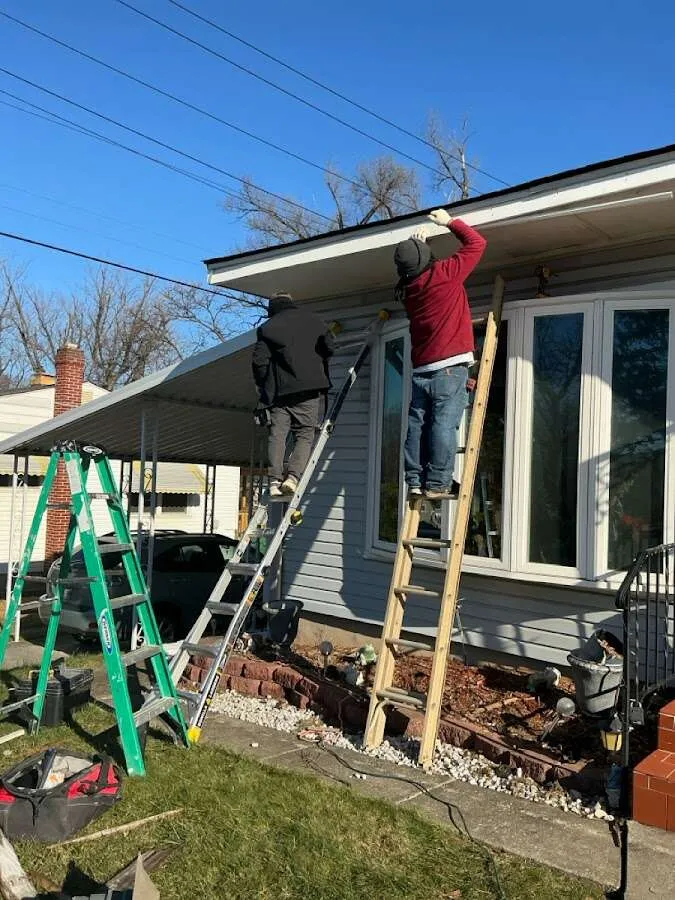 Restoration crew performing exterior repair in Reisterstown